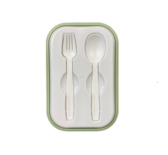 2 Compartment Lunch Box with Cutlery Assorted Colors