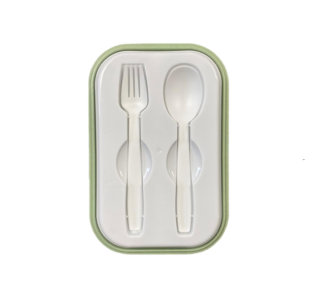 2 Compartment Lunch Box with Cutlery Assorted Colors