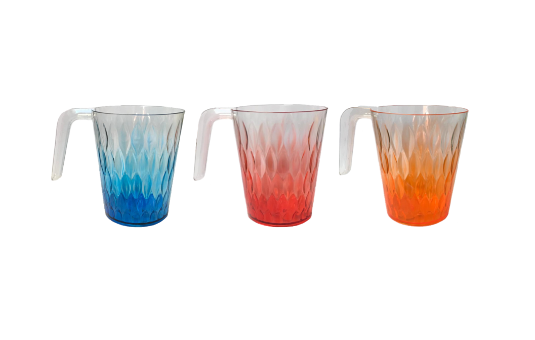 Colorful Transparent Plastic Drinking Cup Mug with Handle