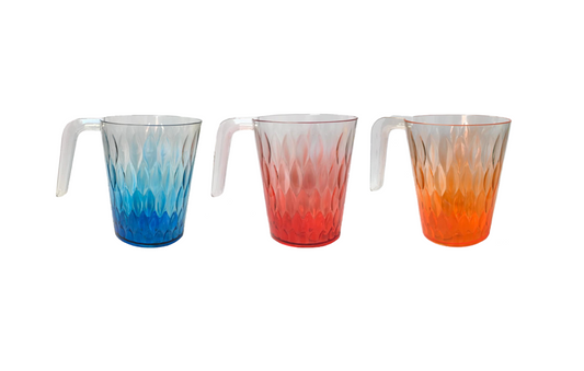Colorful Transparent Plastic Drinking Cup Mug with Handle