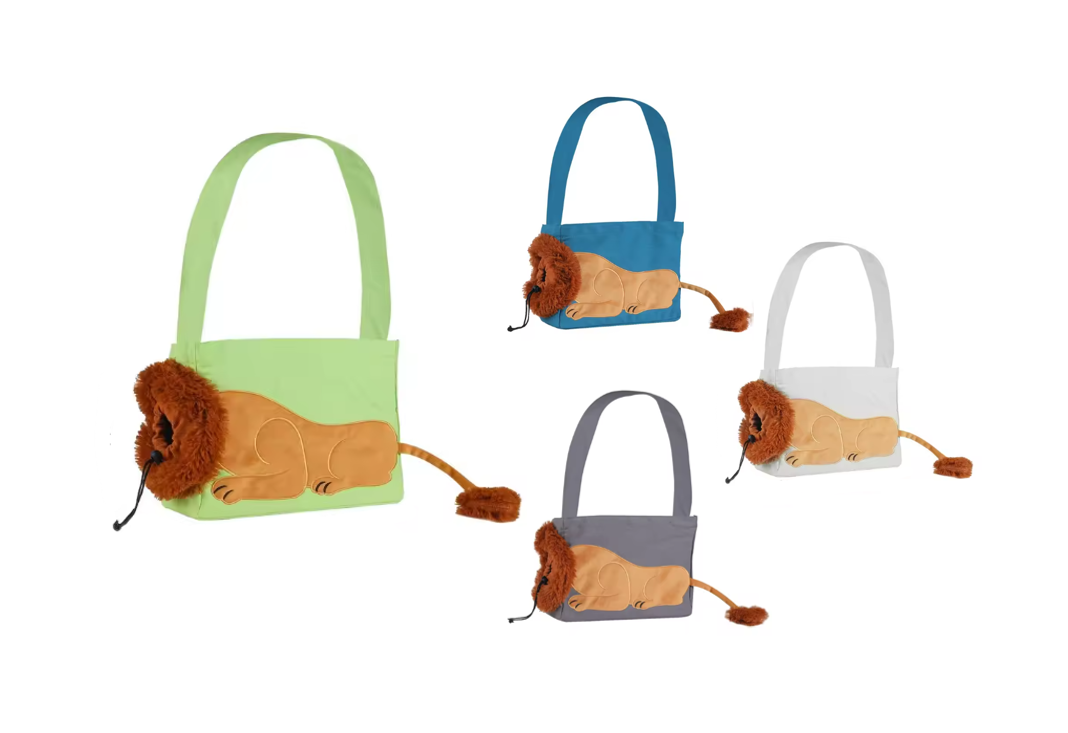 Canvas Pet Carrier Bag with Lion Design Assorted Colors