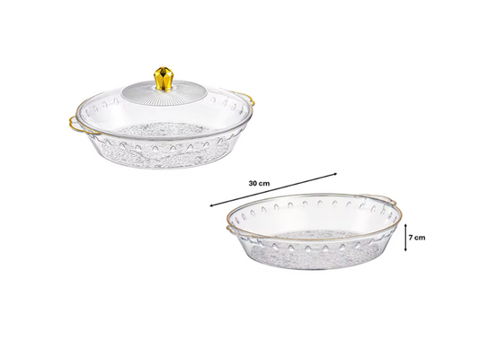 Round Transparent Plastic Fruit Bowl Serving Tray with Lid 30 x 7 cm