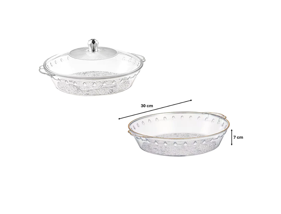 Round Transparent Plastic Fruit Bowl Serving Tray with Lid 30 x 7 cm