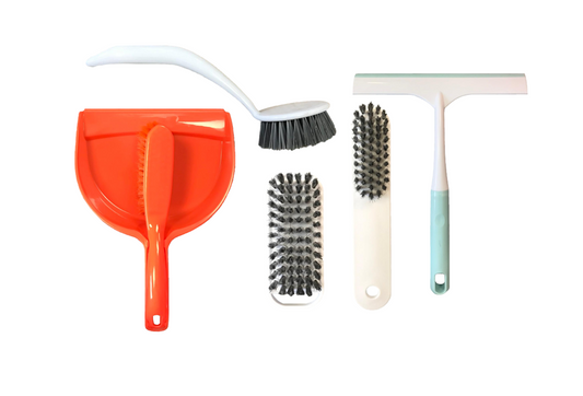 Plastic Cleaning Dustpan and Brush Set Set of 5 Assorted Colors