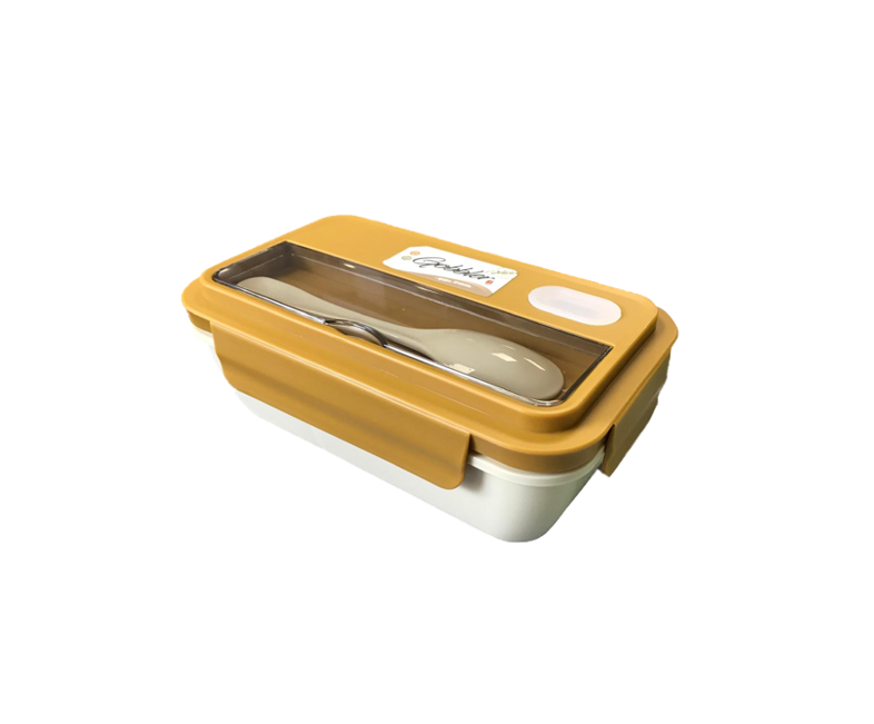 Plastic 2 Compartment Lunch Box with Spoon Assorted Colors