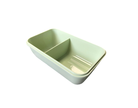 Plastic 2 Compartment Lunch Box with Spoon Assorted Colors