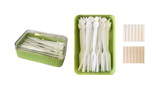 Assorted Color Mini Plastic Bento Lunch Box Forks Pack of 25