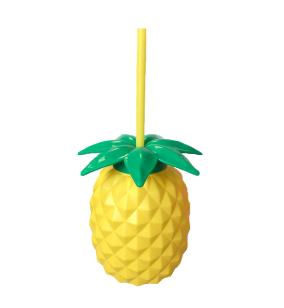 Pineapple Shaped Cocktail Glass Cup with Lid and Straw