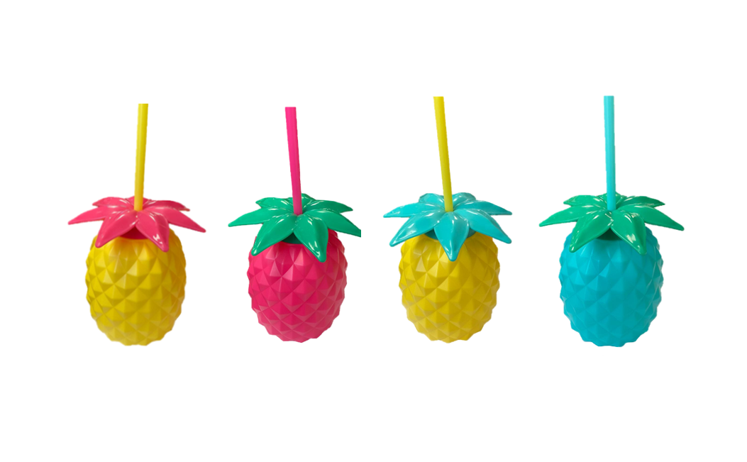 Pineapple Shaped Cocktail Glass Cup with Lid and Straw