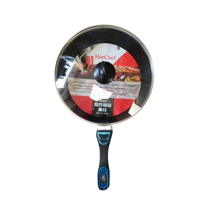 28 cm Speckled Frying Pan with Deep Base and Glass Lid