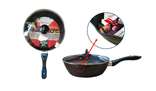 28 cm Speckled Frying Pan with Deep Base and Glass Lid