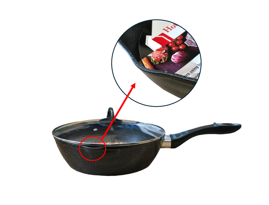 28 cm Speckled Frying Pan with Deep Base and Glass Lid
