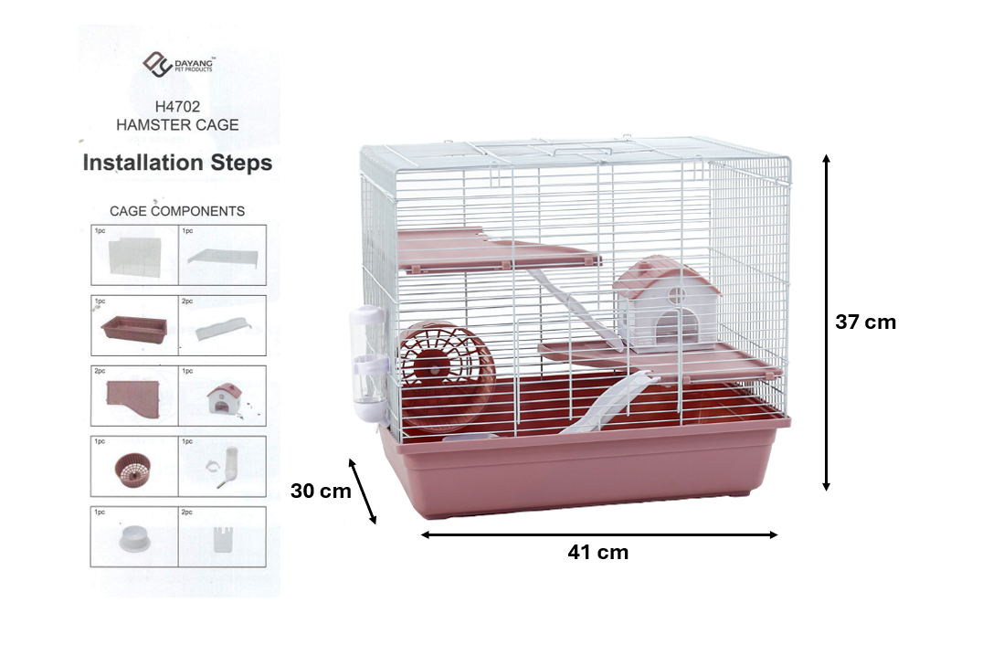 3Story Dayang Pet Hamster Mouse Cage with Wheel Accessories