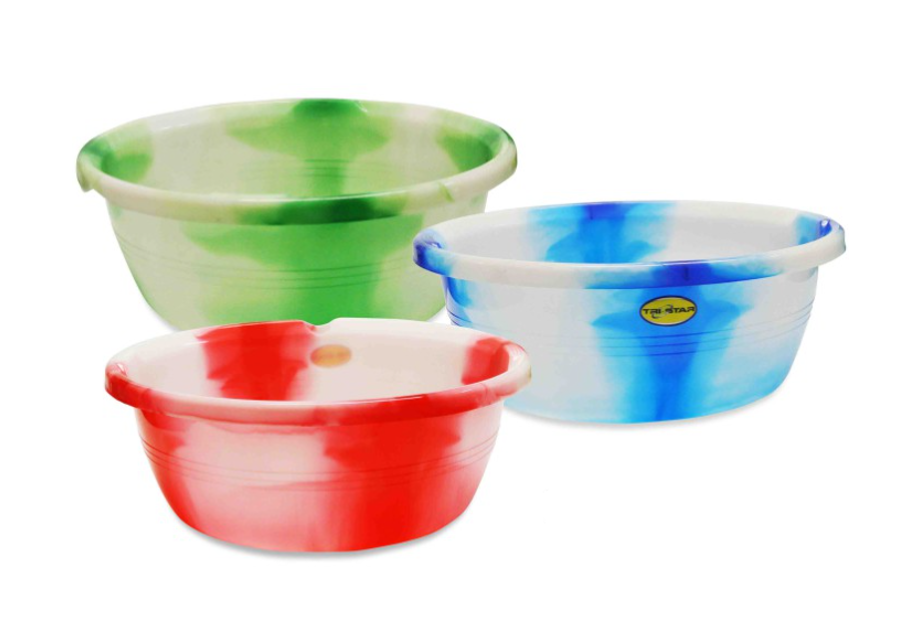 12 DC Plastic Washing Bowl Basin Tub Tie Dye Assorted Colours