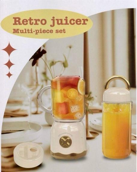 Cordless Mini Electric Retro Style Juice Blender with Travel Cup 500ml