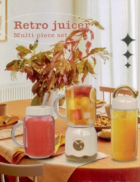 Cordless Mini Electric Retro Style Juice Blender with Travel Cup 500ml