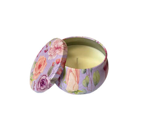 Floral Print Scented Candle in Metal Jar 45cm Gift Box Set