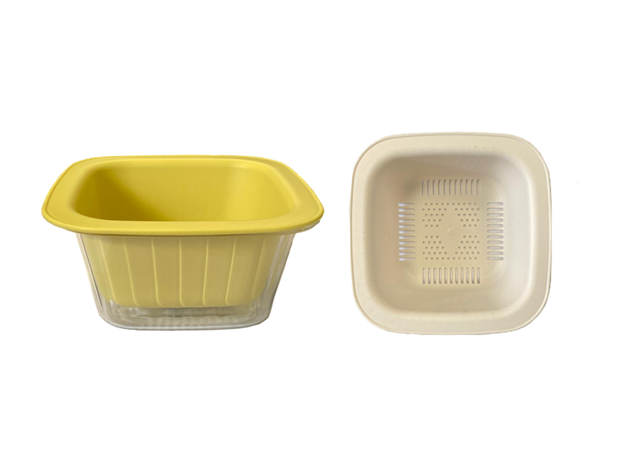 Durable Plastic Square Fruit Washing Basin Bowl with Strainer Assorted Colours