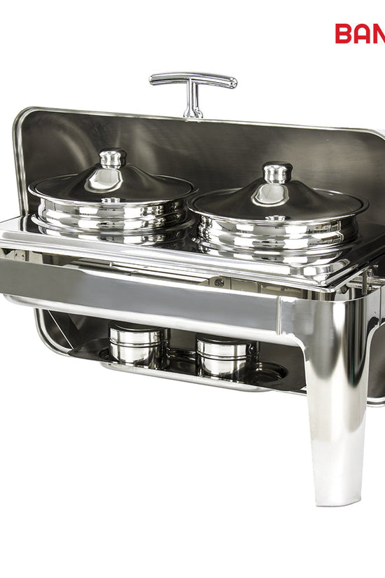 SQ Professional Banquet Chafing Dish with Roll Top and 2 Soup Pots Silver