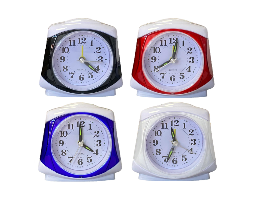 Compact Plastic Analogue Alarm Clock Assorted Colors