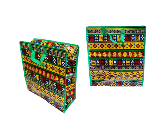 Medium Plastic Shopping Laundry Bag with Printed Design Assorted Designs