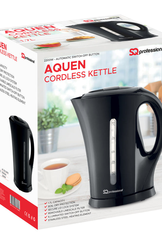 SQ Professional Aquen Plastic Kettle 17L 2200W Black Efficient Stylish