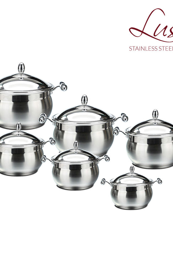 SQ Professional Lustro Stainless Steel Imperiale Casserole Set of 6 Premium Cookware Collection