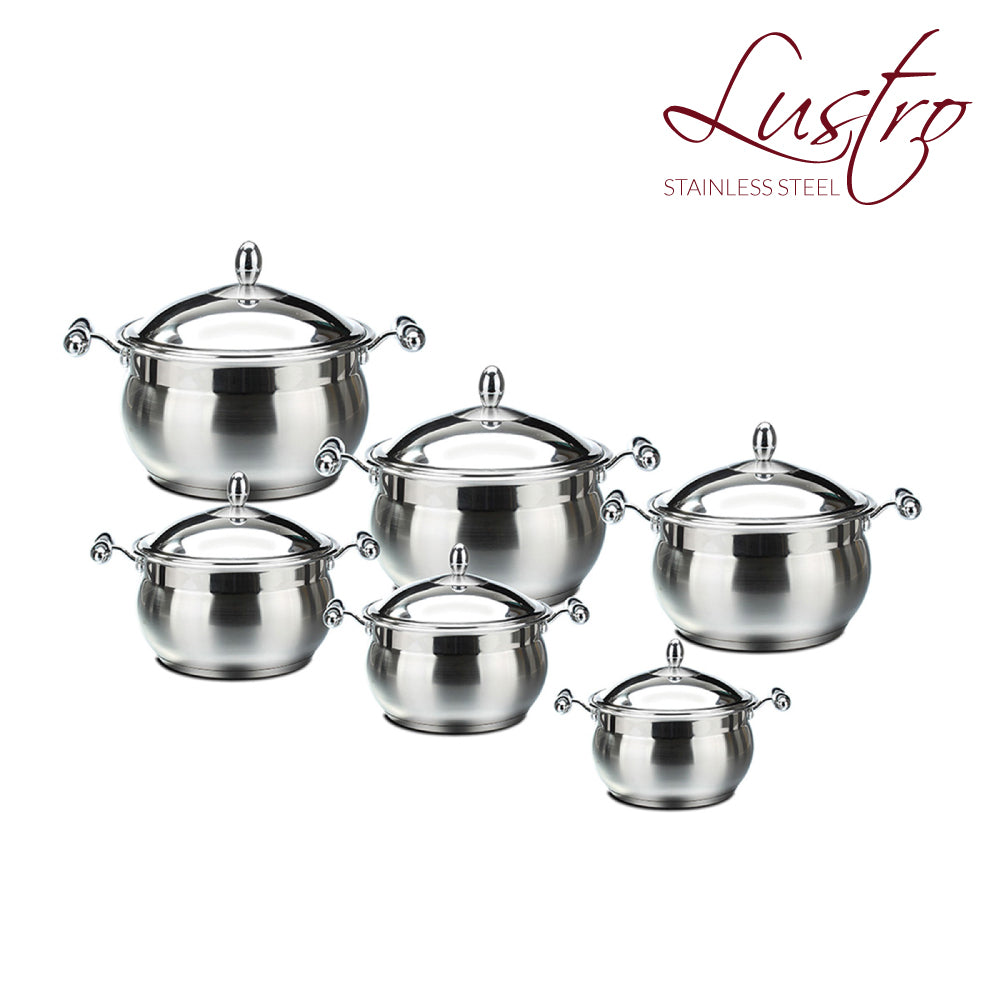 SQ Professional Lustro Stainless Steel Imperiale Casserole Set of 6 Premium Cookware Collection