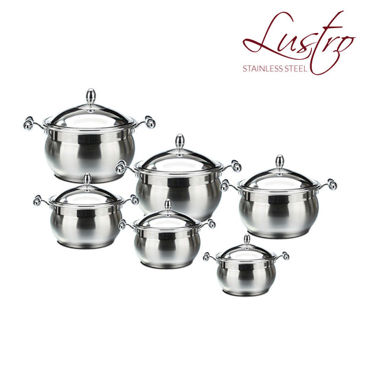 SQ Professional Lustro Stainless Steel Imperiale Casserole Set of 6 Premium Cookware Collection