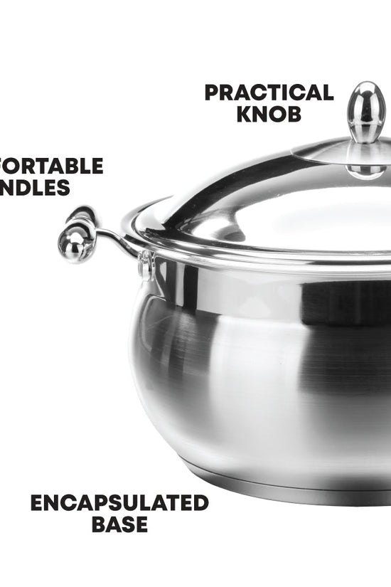 SQ Professional Lustro Stainless Steel Imperiale Casserole Set of 6 Premium Cookware Collection