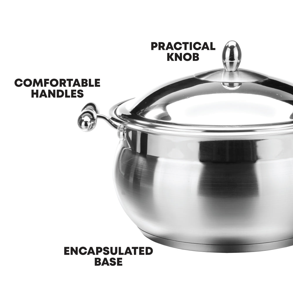 SQ Professional Lustro Stainless Steel Imperiale Casserole Set of 6 Premium Cookware Collection