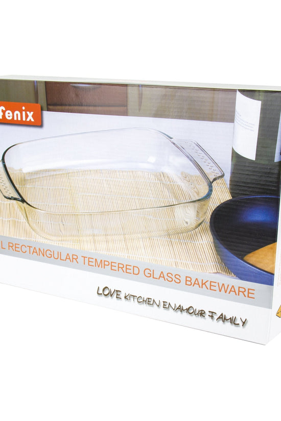 Durable Rectangular Glass Oven Roasting Tray 3L 32x25x65cm