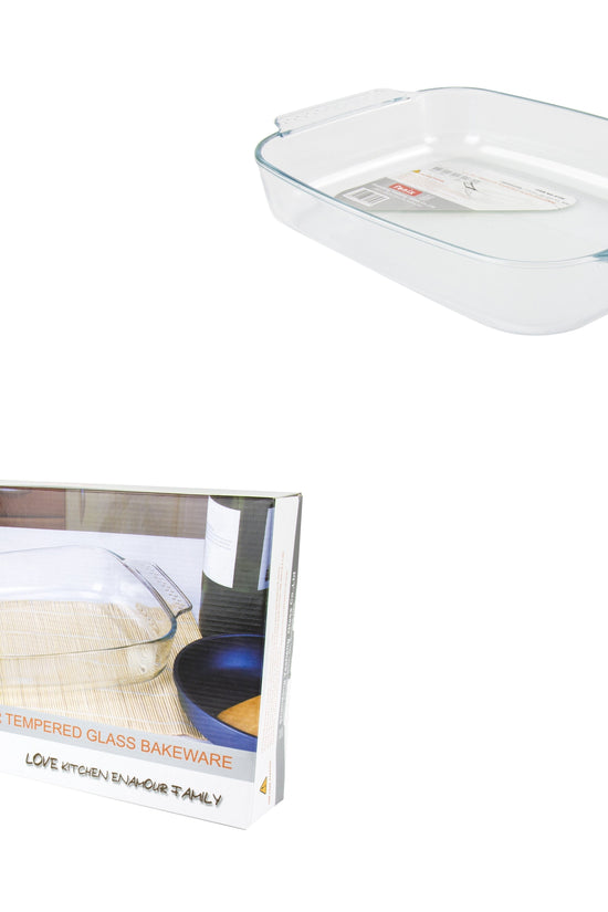 Durable Rectangular Glass Oven Roasting Tray 3L 32x25x65cm
