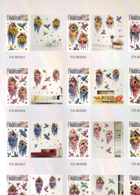 3D Effect Bird Floral Wall Stickers Assorted Designs