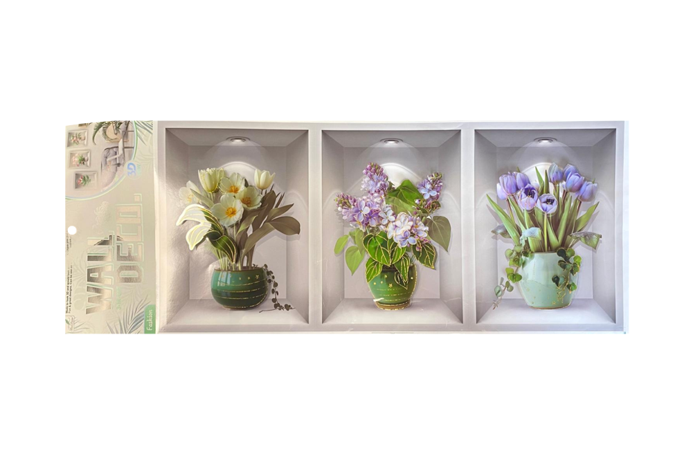 3D Flower Vase Wall Stickers Assorted Designs