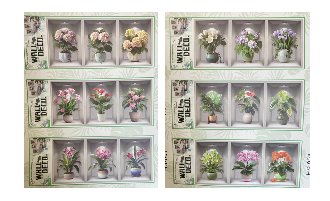 3D Flower Vase Wall Stickers Assorted Designs