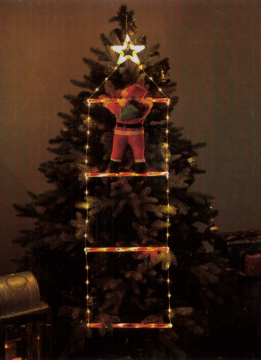 Festive Santa Claus Climbing Candy Cane Ladder with Lights