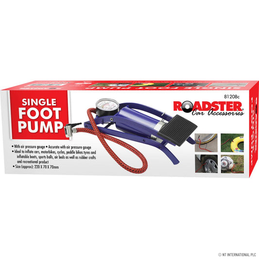 Compact Foot Pump with Gauge for Motorcycles Cars and Bicycles