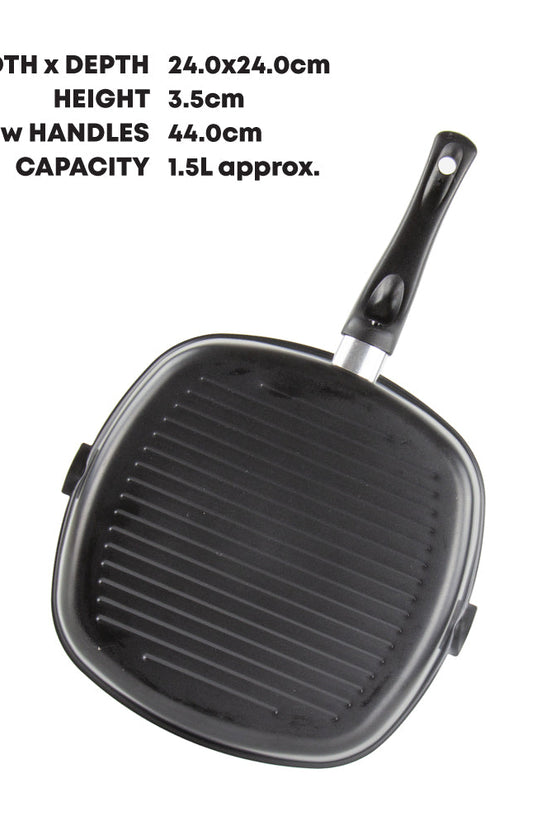 SQ Professional 24 cm Square NonStick Grill Pan Carbon Steel