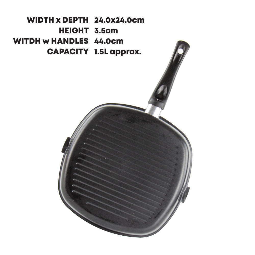 SQ Professional 24 cm Square NonStick Grill Pan Carbon Steel
