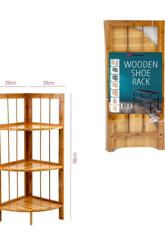 Stylish Wooden Corner Shoe Storage Rack 3 Tier 29x98cm