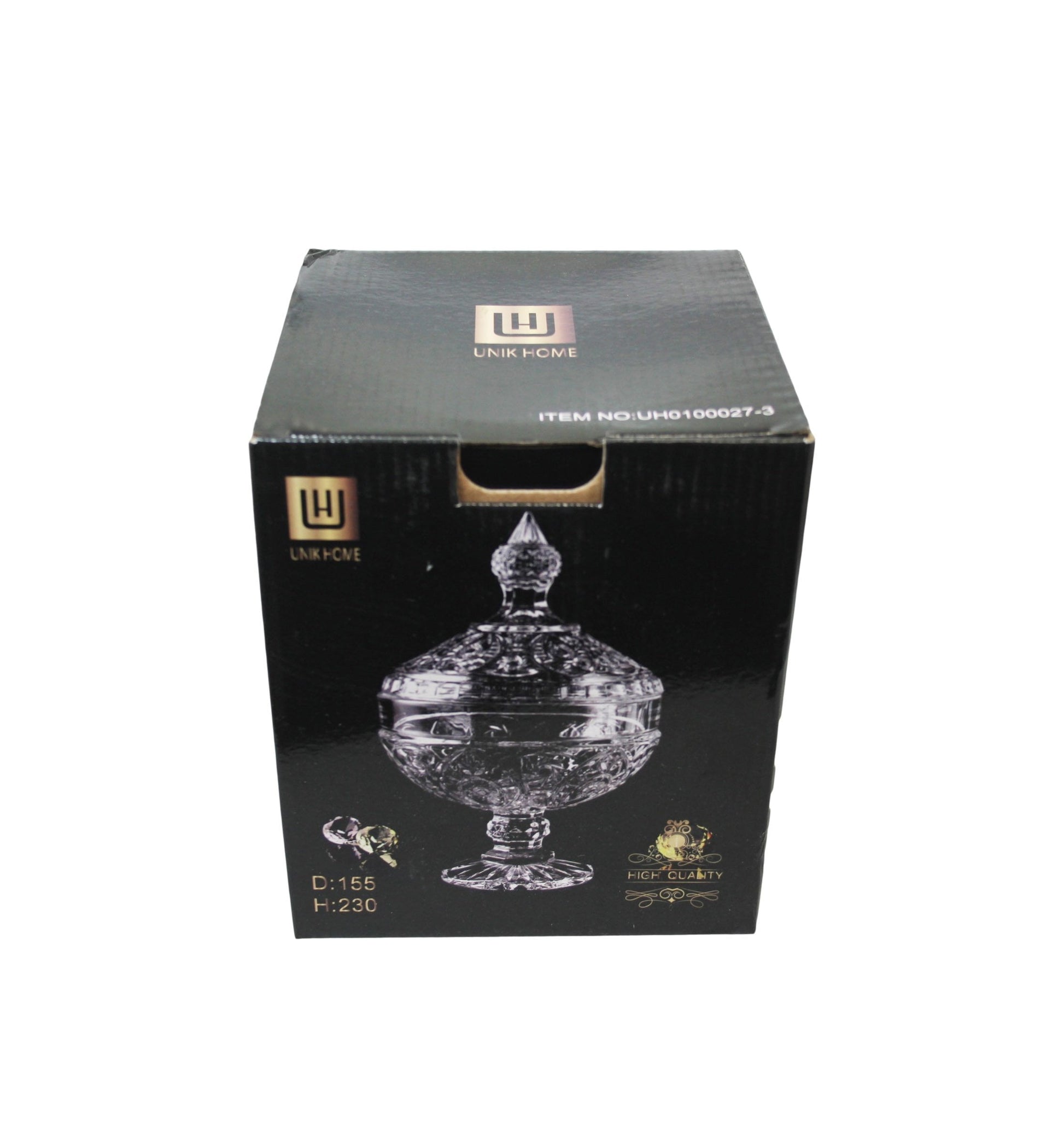 Elegant Crystal Glass Candy Footed Bowl with Lid 17 x 23 cm