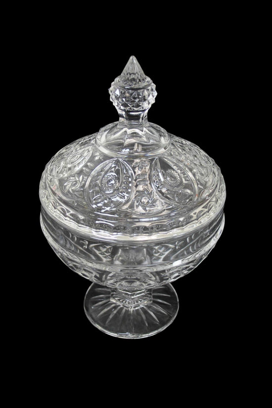 Elegant Crystal Glass Candy Footed Bowl with Lid 17 x 23 cm