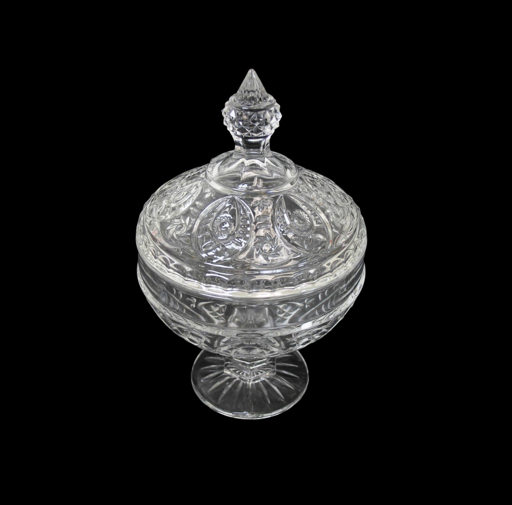 Elegant Crystal Glass Candy Footed Bowl with Lid 17 x 23 cm