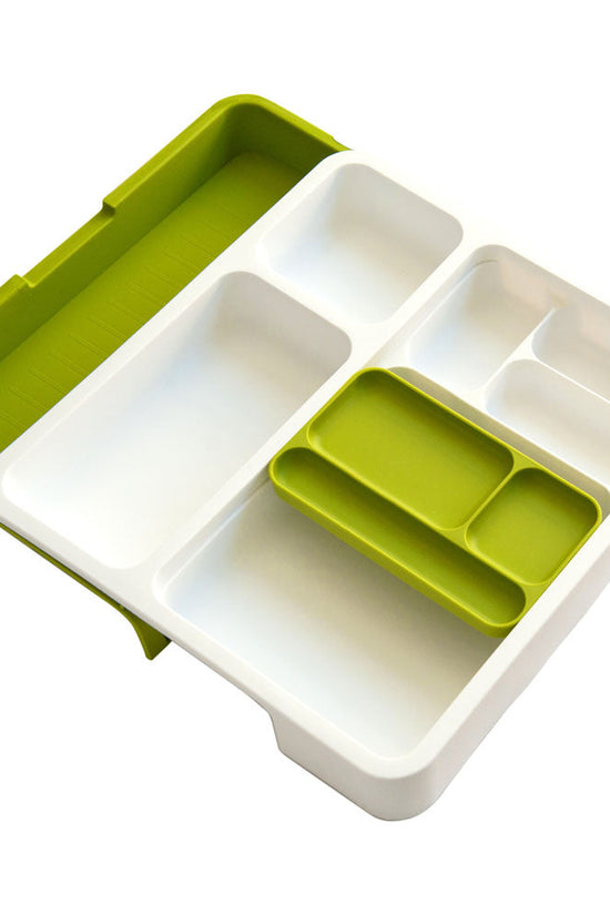 Adjustable Plastic Drawer Organizer White Green 3453 x 365 x 55cm
