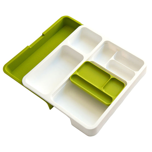 Adjustable Plastic Drawer Organizer White Green 3453 x 365 x 55cm
