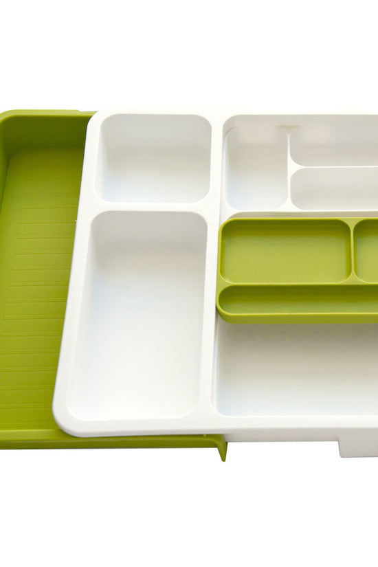 Adjustable Plastic Drawer Organizer White Green 3453 x 365 x 55cm