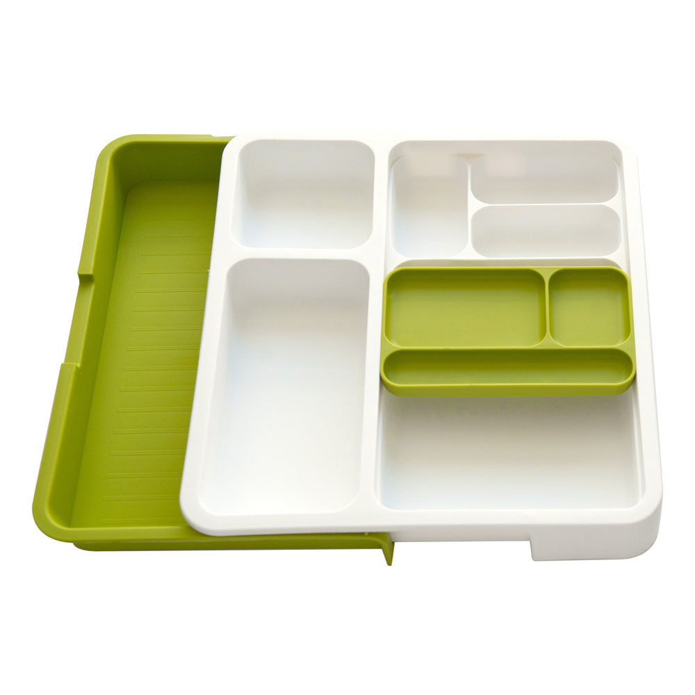 Adjustable Plastic Drawer Organizer White Green 3453 x 365 x 55cm