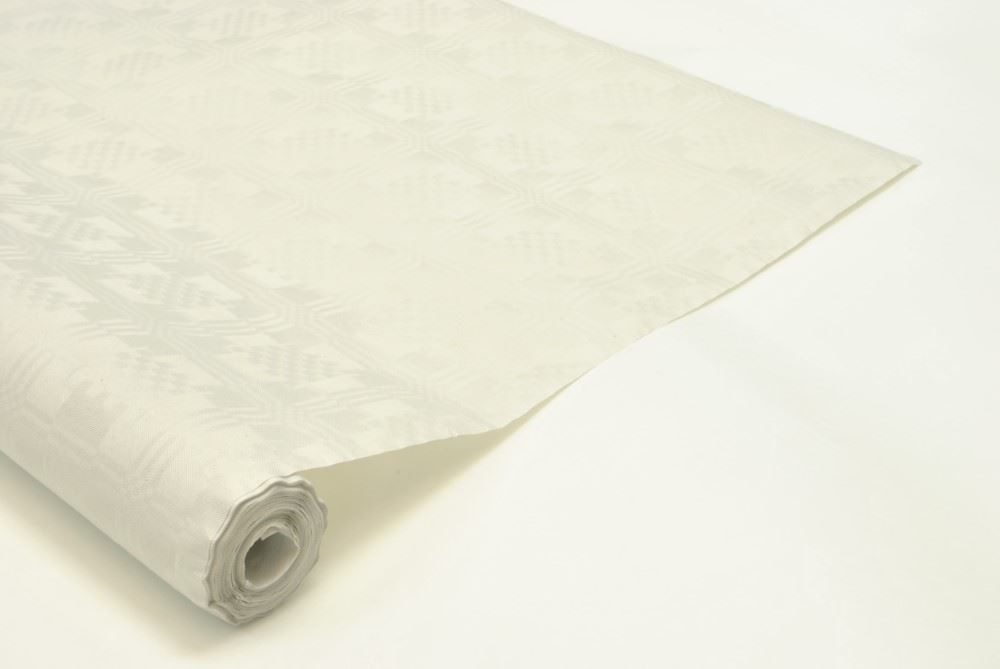 Eco Disposable White Damask Table Banquet Roll 100 x 12m