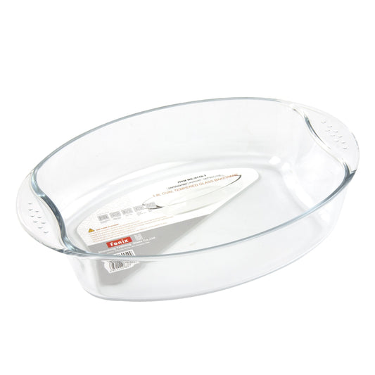 Durane Oval Tempered Glass Baking Dish 18L Capacity